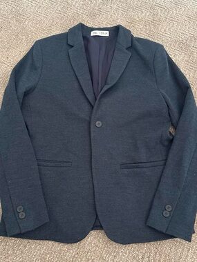 Zara Boys Navy Single-Breasted Blazer